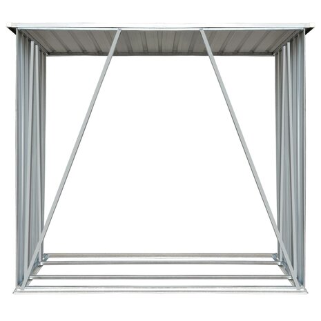 Haardhoutschuur 163x83x154 cm gegalvaniseerd staal grijs 4