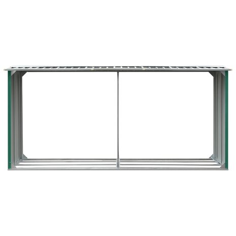 Haardhoutschuur 330x92x153 cm gegalvaniseerd staal groen 3