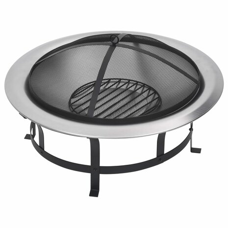 Tuinvuurplaats met grill 76 cm roestvrij staal 3