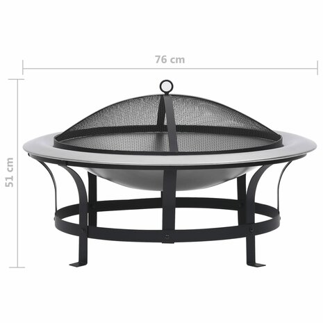 Tuinvuurplaats met grill 76 cm roestvrij staal 11