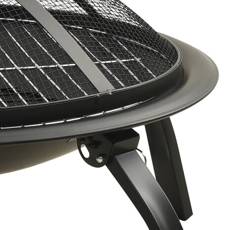 Vuurschaal en barbecue 2-in-1 met pook 56x56x49 cm staal 6