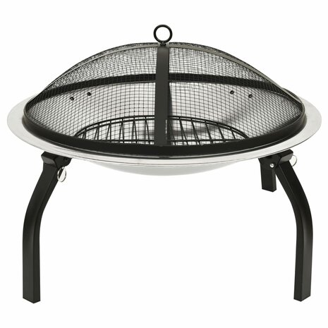 Vuurschaal en barbecue 2-in-1 met pook 56x56x49 cm rvs 3