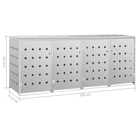 Containerberging vierdubbel 240 L roestvrij staal 9