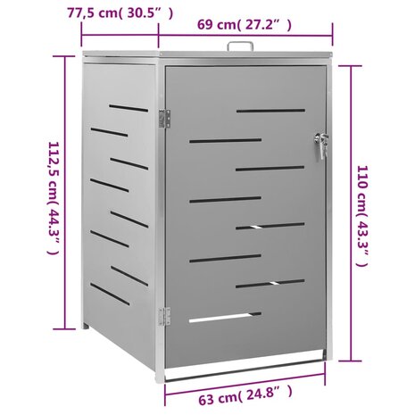 Containerberging enkel 69x77,5x112,5 cm roestvrij staal 12