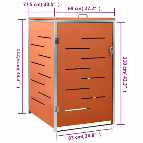 Containerberging enkel 69x77,5x112,5 cm roestvrij staal 12