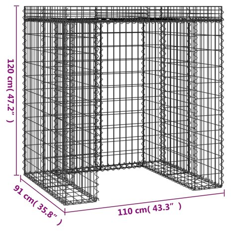 Schanskorf voor vuilnisbak 110x91x120 cm gegalvaniseerd ijzer 5