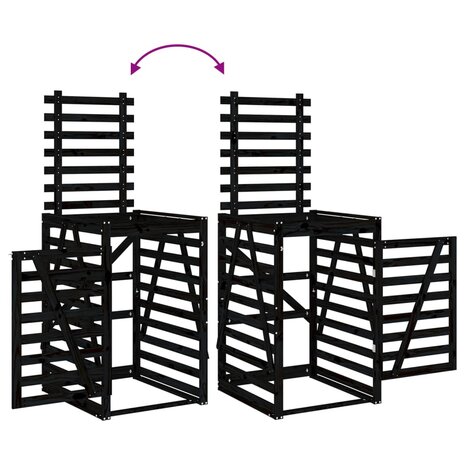 Containerberging dubbel massief grenenhout zwart 10