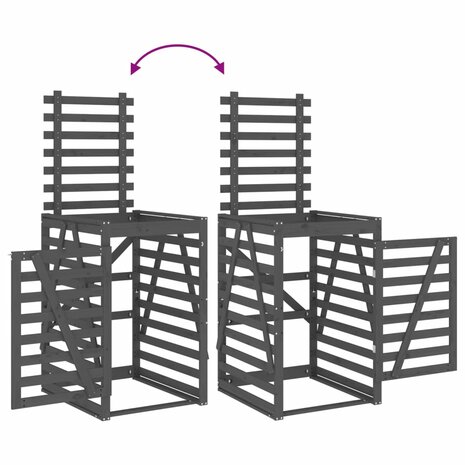 Containerberging viervoudig massief grenenhout grijs 10