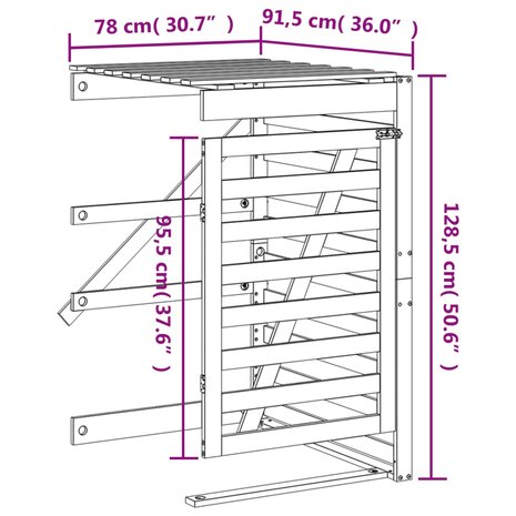 Containerberging verlengstuk massief grenenhout zwart 12
