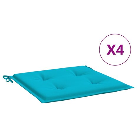 Tuinstoelkussens 4 st 40x40x3 cm stof turquoise 2