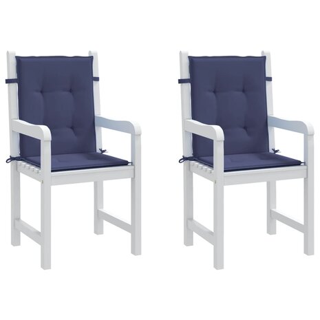 Stoelkussens 2 st lage rug stof marineblauw 3