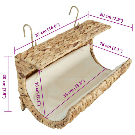 Kattenbed met kussen 37x20x20 cm waterhyacint 6