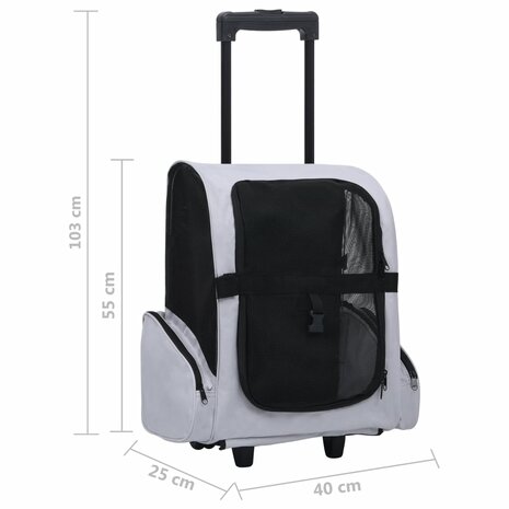 Huisdierentrolley inklapbaar grijs 7