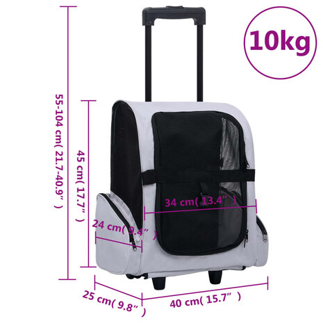 Huisdierentrolley inklapbaar grijs 8
