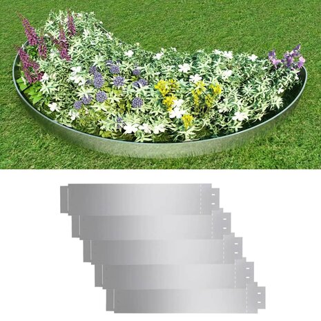 Grasboorden 100x20 cm gegalvaniseerd staal 5 st 1