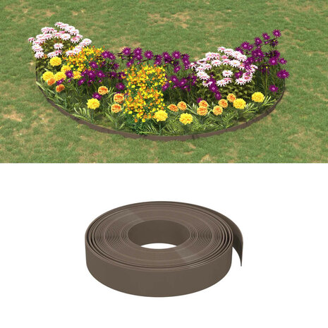 Tuinranden 4 st 10 m 10 cm polyetheen bruin 1