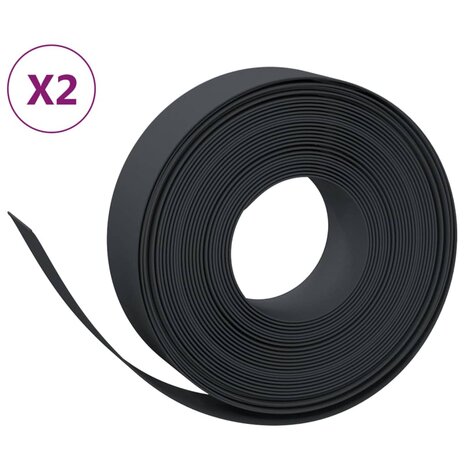 Tuinranden 2 st 10 m 15 cm polyetheen zwart 2
