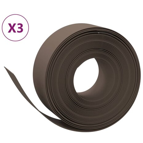 Tuinranden 3 st 10 m 20 cm polyetheen bruin 2