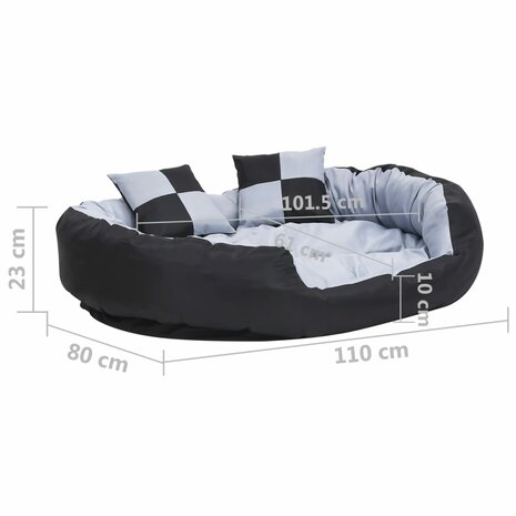 Hondenkussen omkeerbaar en wasbaar 110x80x23 cm grijs en zwart 11