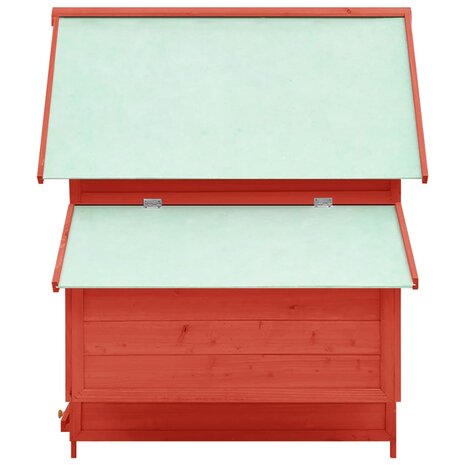 Kippenhok 152x96x110 cm massief vurenhout rood en wit 4