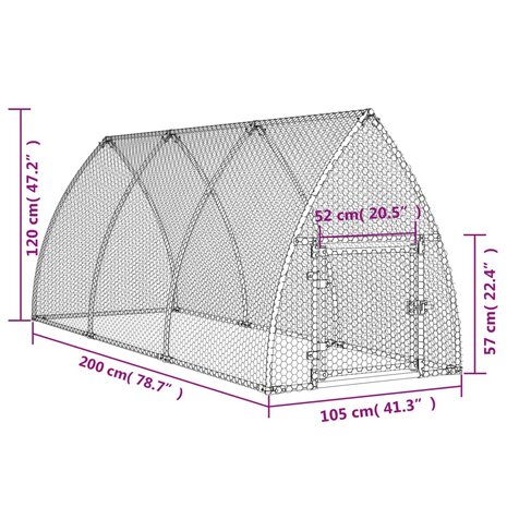 Kippenhok 300x105x120 cm gegalvaniseerd staal zilverkleurig 11