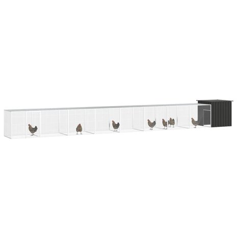 Kippenhok 900x91x100 cm gegalvaniseerd staal antracietkleurig 2