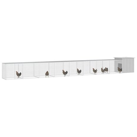 Kippenhok 900x91x100 cm gegalvaniseerd staal grijs 2