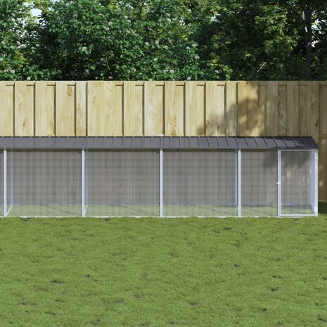 Kippenhok met dak 1003x98x90 cm gegalvaniseerd staal antraciet 1