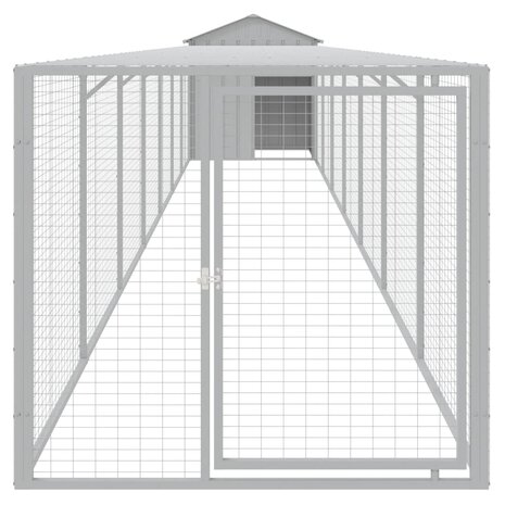 Kippenhok met ren 117x813x123 cm staal lichtgrijs 3