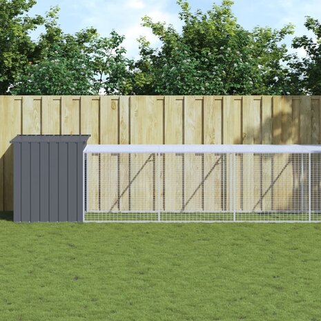 Kippenhok met ren 110x813x110 cm gegalvaniseerd staal antraciet 1
