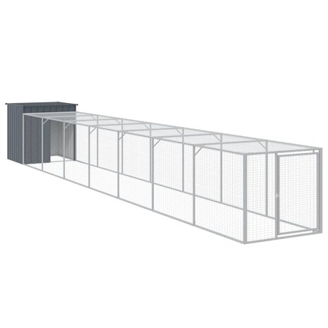 Kippenhok met ren 110x813x110 cm gegalvaniseerd staal antraciet 2