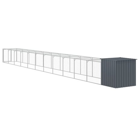 Kippenhok met ren 110x1221x110 cm staal antracietkleurig 5