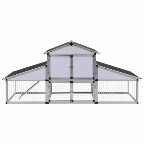 Kippenhok met ren en nestkast aluminium 2