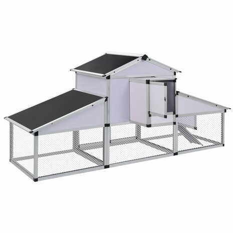 Kippenhok met ren en nestkast aluminium 4