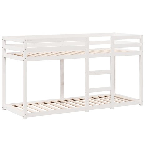 Stapelbed met bedhuis massief grenenhout wit 80x200 cm 7