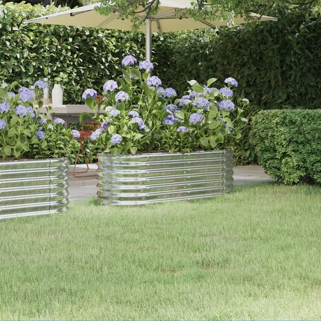 Plantenbak 114x40x36 cm gepoedercoat staal zilverkleurig 1
