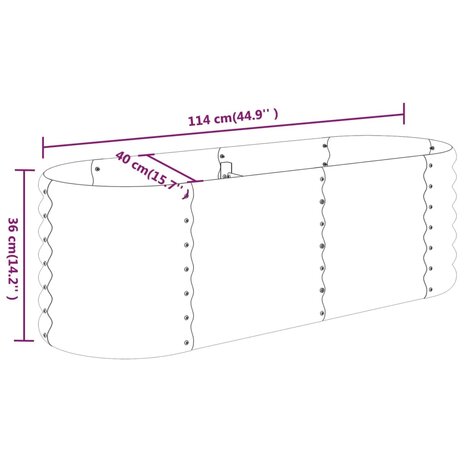 Plantenbak 114x40x36 cm gepoedercoat staal zilverkleurig 6