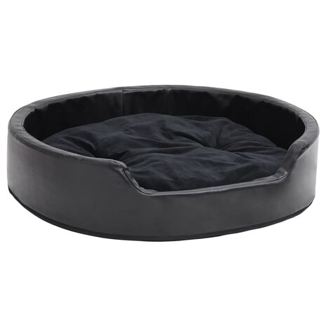 Hondenmand 79x70x19 cm pluche en kunstleer zwart 2