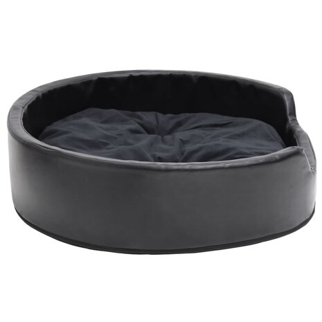 Hondenmand 79x70x19 cm pluche en kunstleer zwart 4