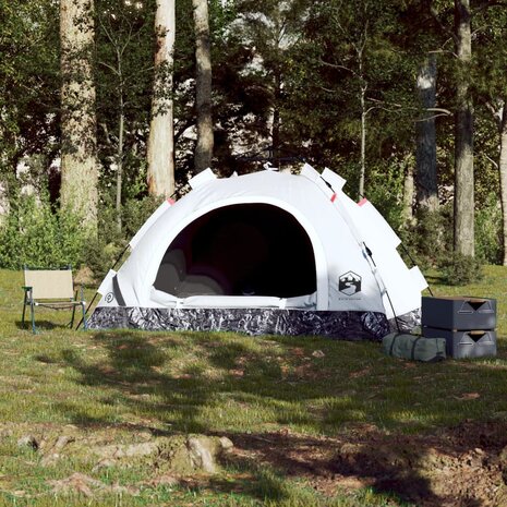 Tent 4-persoons snelontgrendeling verduisterende stof wit 3