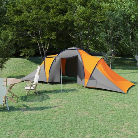 Tent 6-persoons grijs en oranje 1