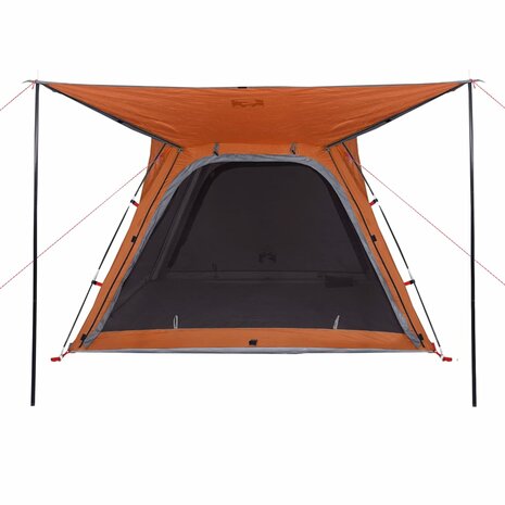 Tent 4-persoons waterdicht snelontgrendeling grijs en oranje 8
