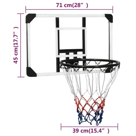 Basketbalbord 71x45x2,5 cm polycarbonaat transparant 8