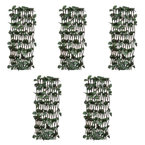 Tuinlatwerk 5 st met kunstbladeren 180x90 cm wilg 6