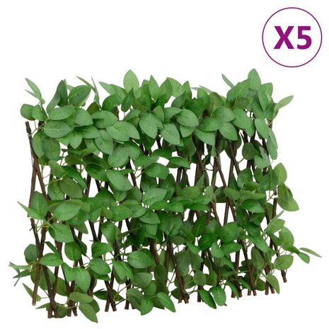  Kunstplant klimop op latwerk 5 st uittrekbaar 180x30 cm groen 1