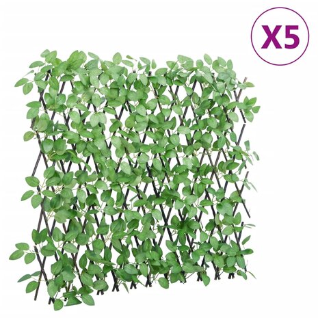  Kunstplant klimop op latwerk 5 st uittrekbaar 180x65 cm groen 1