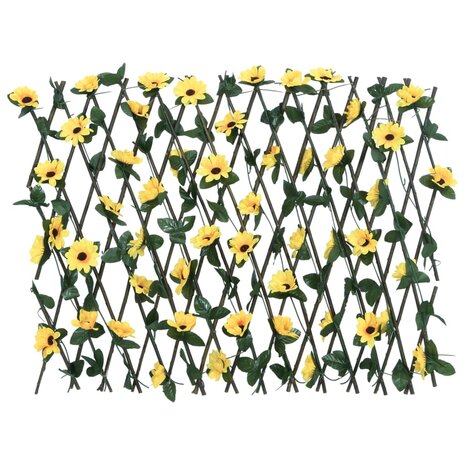  Kunstplant klimop op latwerk uittrekbaar 180x60 cm geel 2