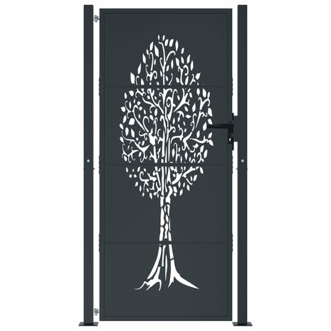Poort 105x180 cm met boomontwerp staal antracietkleurig 3
