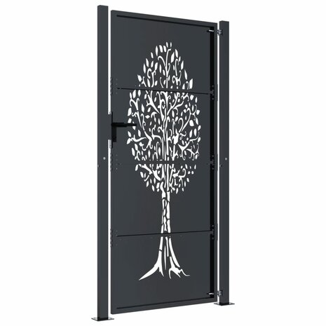 Poort 105x180 cm met boomontwerp staal antracietkleurig 4