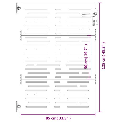 Poort 85x125 cm vierkant cortenstaal 10